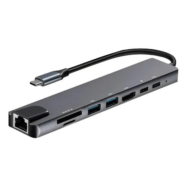 Hub Adaptador Multipuerto 8 En 1 Tipo C Hdmi Mac Pc Android