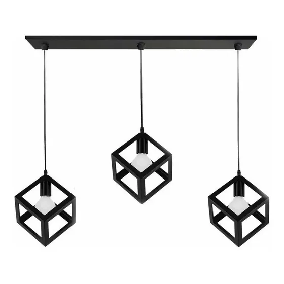 Lampara Colgante 3 Luces Moderno One Negro Original Apto Led