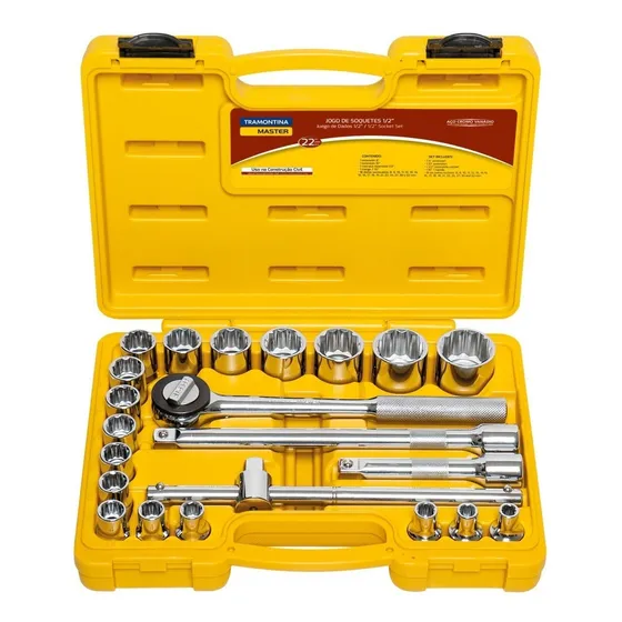 Juego Dados 22 Piezas Encastre 1/2'' Tramontina Master - Fc