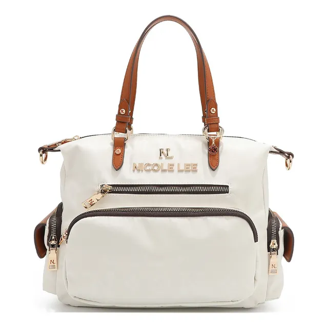 Bolsa Satchel De Nicole Lee De Nylon Ss25 Acabado de los herrajes Níquel Color Blanco Correa de hombro White Diseño de la tela White