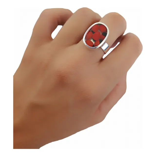 Anillo De Plata 950 Ajustable Con Semillas De Huayruro