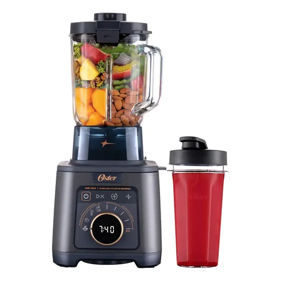 Oster Licuadora Profesional Titan de 2200 W con 4 Programas para Salsa, Sopa, Smoothie y Malteadas, 5 Velocidades, Vaso de Vidrio 2.5 L (máx.