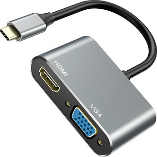 Cabo Conversor Adaptador Usb-c Tipo-c Para Vga E Hdmi Type-c Cabo Conversor Adaptador Usb-c Tipo-c Para Vga E Hdmi Type-c
