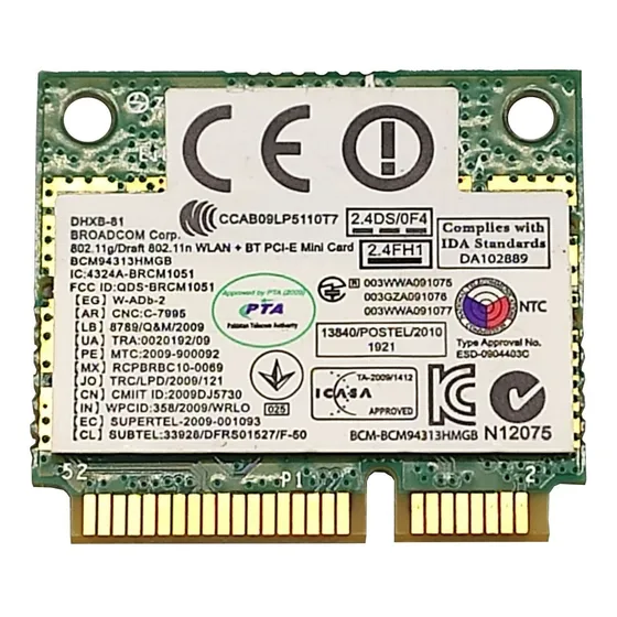 Placa Wifi Notebook Bt Broadcom Bcm94313hmgb Bcm4313  Branco