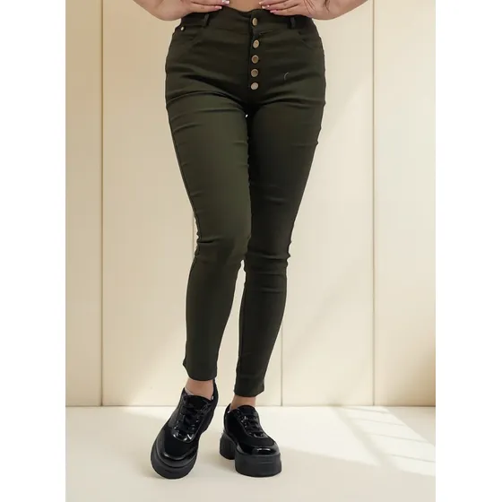 Pantalón Leggins Mujer Tipo Jeans Elásticados Color Verde