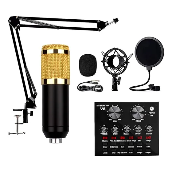 Kit De Grabación Micrófono Condensador + Interfaz De Audio