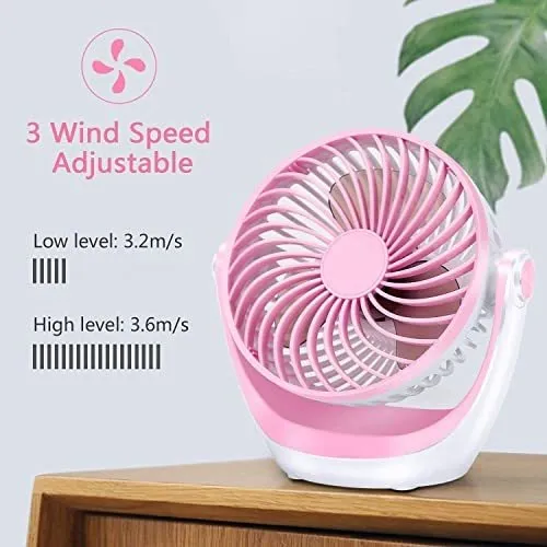 Ventilador Usb Bateria Recargable Para Oficina Casa Rosa