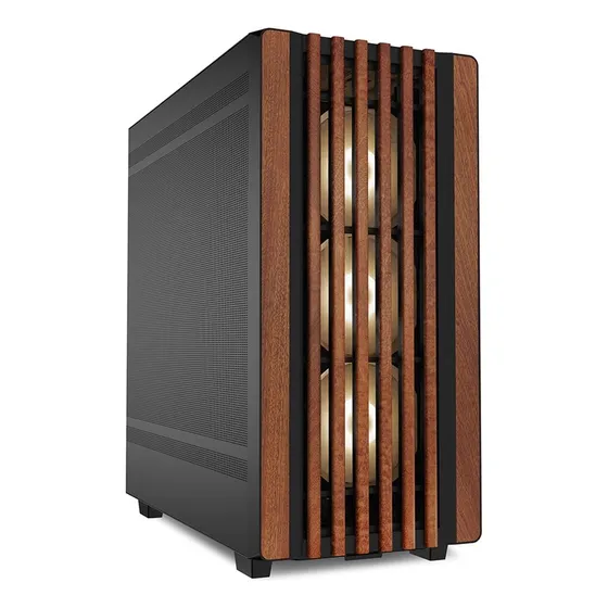 Gabinete Atx Gamer Sharkoon Rebel C70m Rgb Diseño Madera