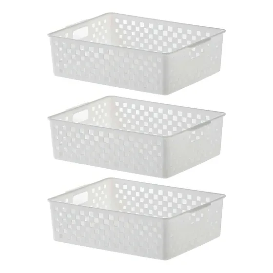 3 Cestas Organizadoras Cuadradas Con Cajones Blancos