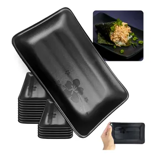 15 Travessas Retangulares Kanpai Preto 17,8cm Melamina 15 Travessas Retangulares Kanpai Preto 17,8cm Melamina