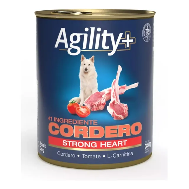 Lata Alimento Agility+ Perro Strong Heart Wet Cordero 340gr