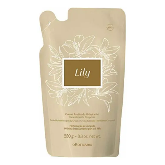 Refil Creme Acetinado Hidratante Desodorante Corporal Lily 250g O boticário