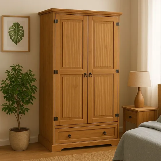 Ropero 2 Puertas - Placard - Madera Maciza - Dormitorio -lcm Color Roble