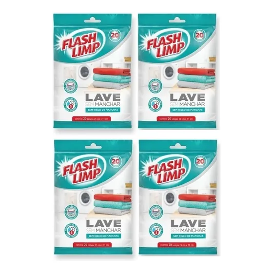 Lenço Lave Sem Manchar Anti Mancha Flash Limp Kit Com 4