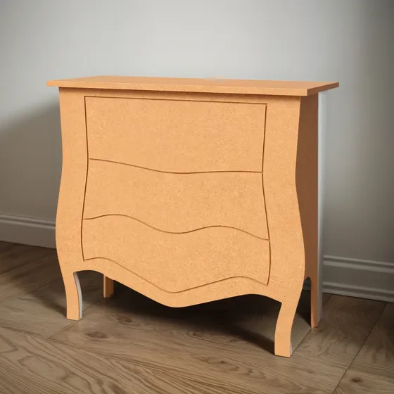 Cômoda Bombe Decorativa Festa Com 3 Gavetas Fake Em Mdf Cru