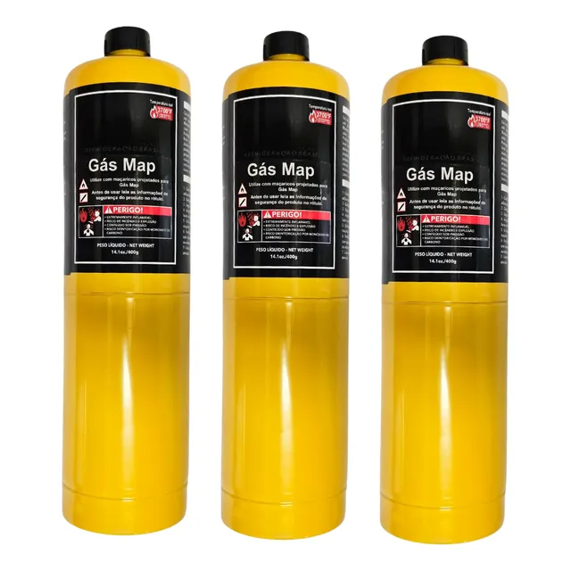 Kit 3 Refil Cilindro Gás Mapp 400g P/ Maçarico Portatil