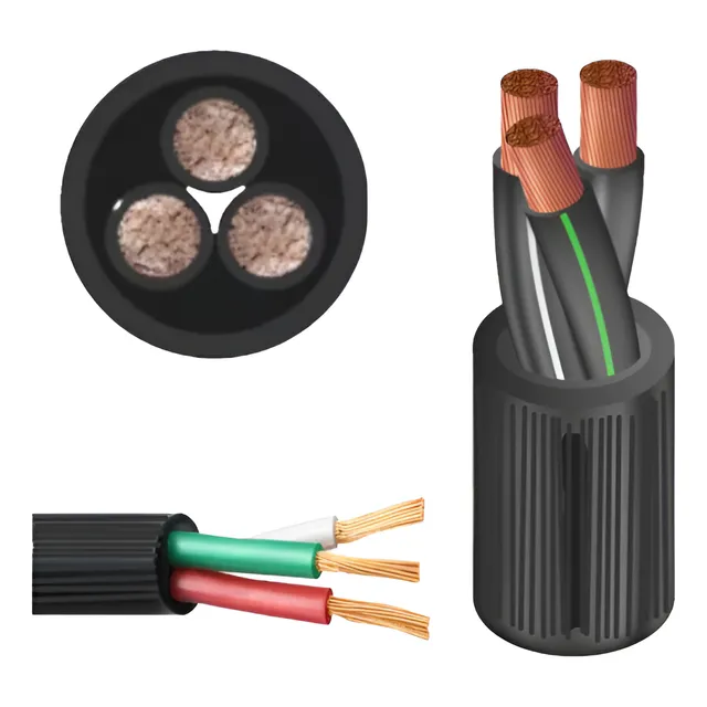 Cable Eléctrico Encauchetado 3x10 Awg Negro X100 Mts