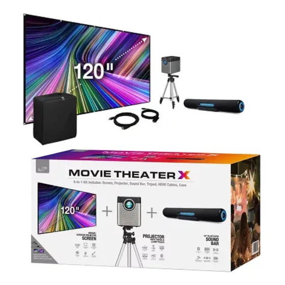 Kit Cine Casa Proyector Pantalla 120 Altavoz Bluetooth Tripo