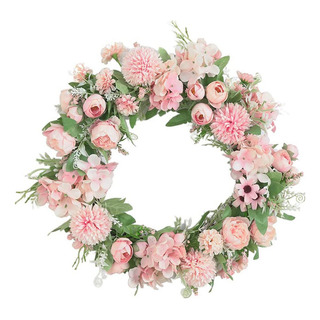 Corona De Peonía Artificial Con Hortensias, Corona De Primav Corona De Peonía Artificial Con Hortensias, Corona De Primav