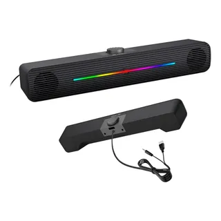 Soundbar Gamer C3tech Sb-50bk 2.0 6w Rms, Led Rgb, Usb E P2 Preto Usb 6w