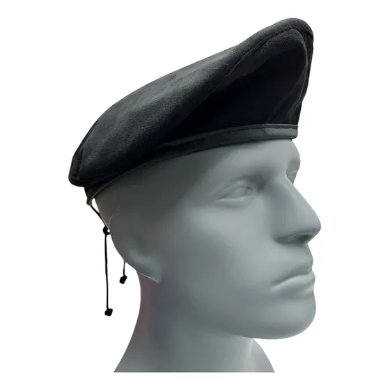 Boina Militar Gamuza Negra Policial Ejercito Con Cordón