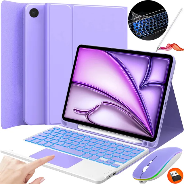 Funda C/teclado Mouse+lapiz P/iPad Air11 2024 M2 Air4/5/6 Ñ