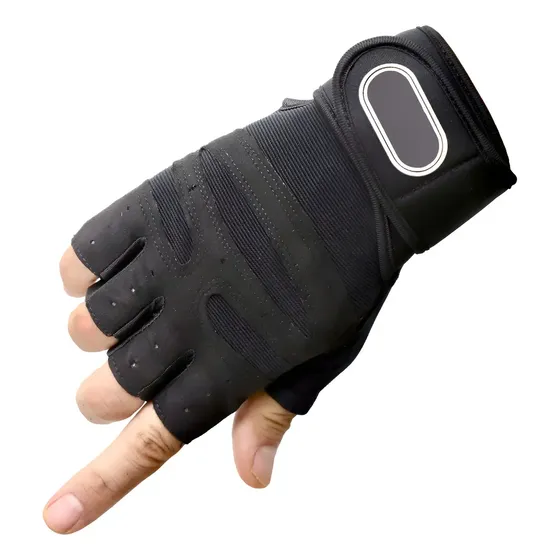 Luva Para Academia Crossfit Meio Dedo Fitness, Neoprene, Munhequeira Esportes Musculação Marca Tecno10 Preta Tamanho G