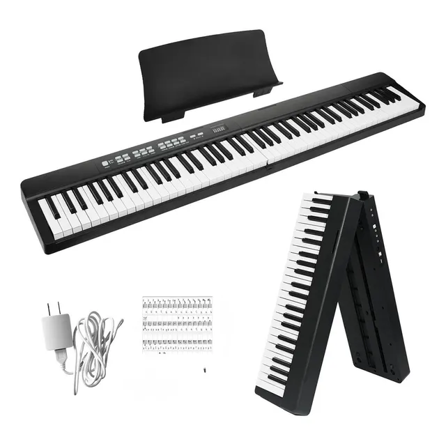 88 Teclas Teclado Musical Piano Electrónicopiano Plegable Teclado Ponderado De 88 Teclas Teclado De Piano De 88 Teclas Adecuado Para Principiantes Y Profesionales Negro
