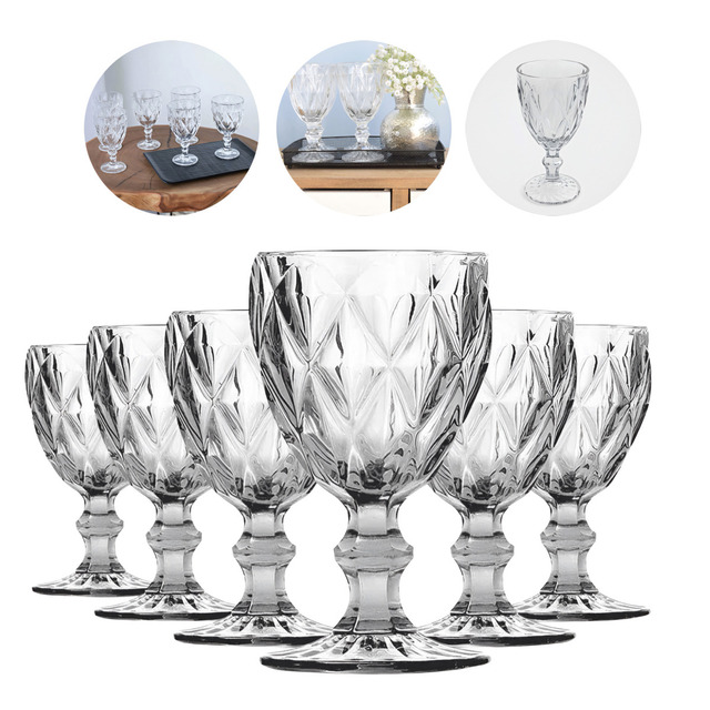 Jogo 6 Taças Diamante Vidro 330ml Copo Diamond Moderno Luxo Transparente Butter Cream Diam... Jogo 6 Taças Diamante Vidro 330ml Copo Diamond Moderno Luxo Transparente Butter Cream Diam...