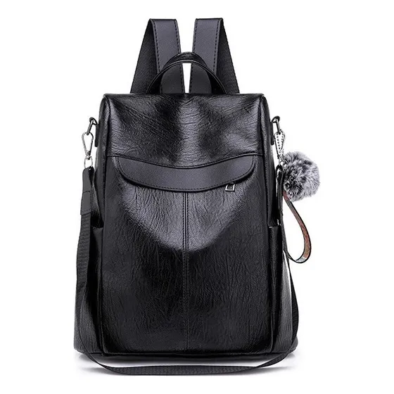 Mochila Urbana Bolso Cartera de Mujer Cuero Sintético B6972 Color Negro