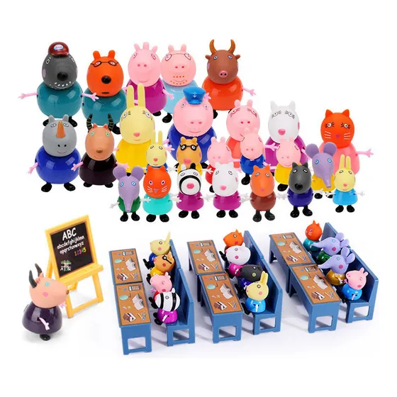 Lazhu Conjunto De 34 Muñecas Y Peppa Pig Familia Muñecas