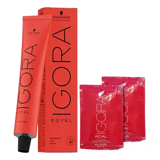 Tintura Schwarzkopf Igora Royal 60 Ml + Activador 60 Ml Tono 7-77 Rubio Medio Cobrizo Intenso