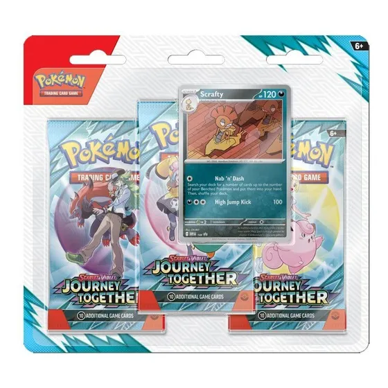 Pokemon Journey Together 3-pack Blister - Scrafty Español