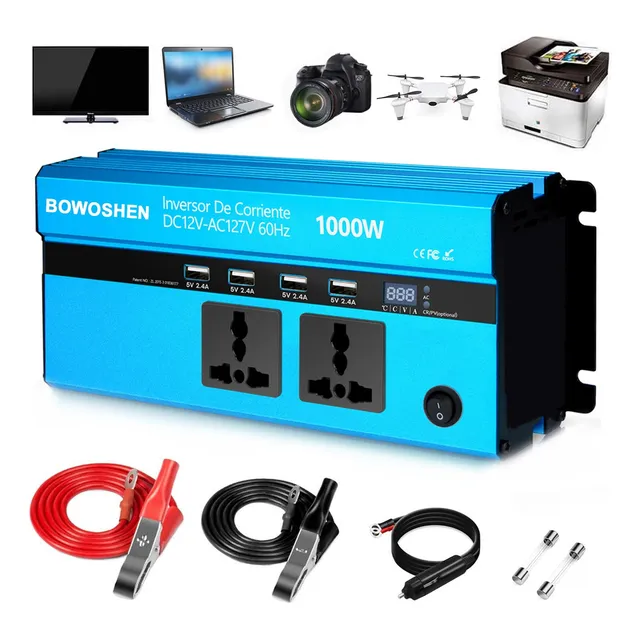 Inversor Corriente Potencia Para Coche 1000w Con Encendedor BOWOSHEN