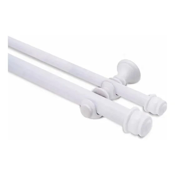 Barrote Cortina Palo De Metal Doble 2 Metros + 2 Soportes Color Blanco