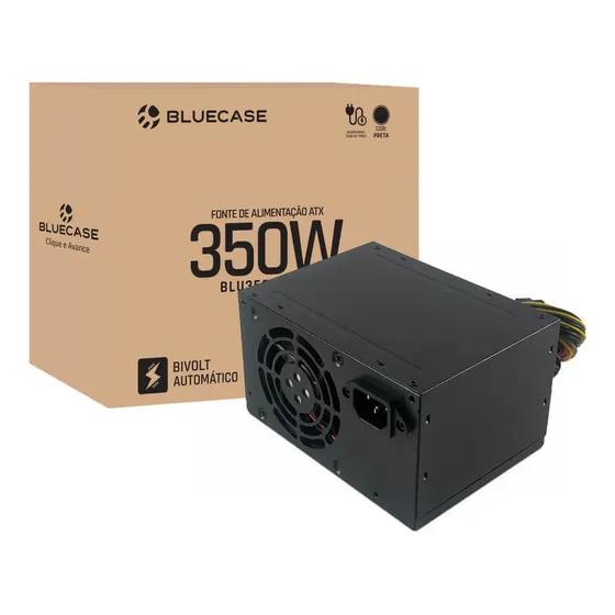 Fonte Atx 350w Real 127/220V Automático 8 Pinos 4+4 Cor Preto 127/220v
