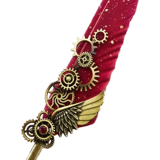 Pluma Estilo Steampunk Con Juego De 5 Plumillas