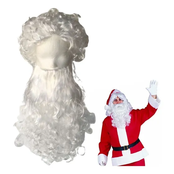 Party Store PSP08 Peluca de Papa Noel Santa Claus con Barba Color Blanco