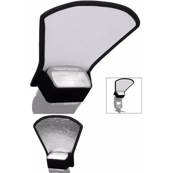 Difusor Rebatedor De Flash 2 Lados Universal Branco/prata
