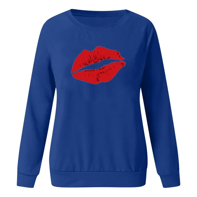 Sudadera Manga Larga Para Mujer Estampado Labio Rojo Cuello