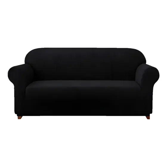 Funda Cubre Sofá 3 Cuerpo Elastic Cuadriculado Tela Gruesa Negro