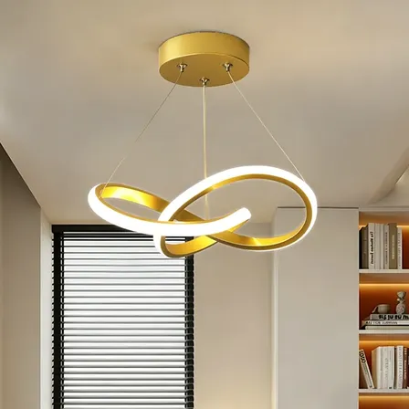 Lustre Pendente Moderna Led,luminaria Dourado Redondo Sala 127/220v Dourado