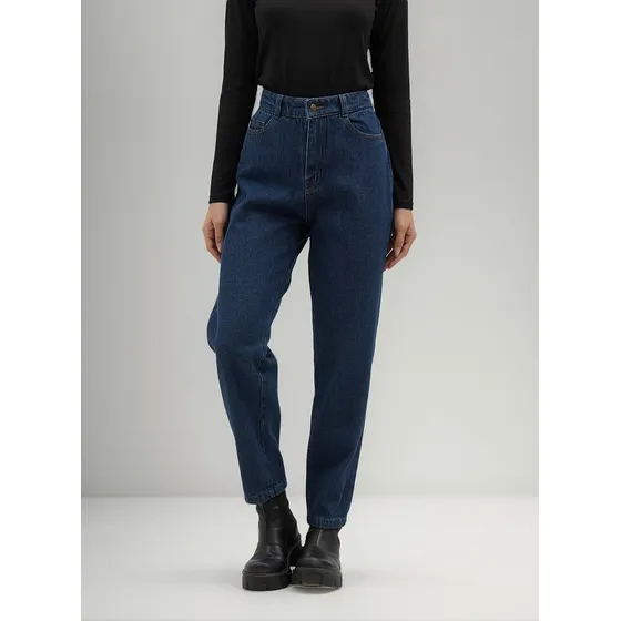 Pantalón Jean Mom Azul Oscuro Hershedenim Mujer