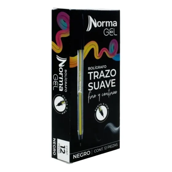 Boligrafos Gel Norma Negro 0.7mm *12 Unidades