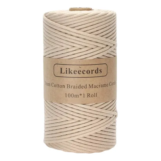 Macramé Cordón 3 Mm Crudo Blanco Negro Rollo X 100 M Juki