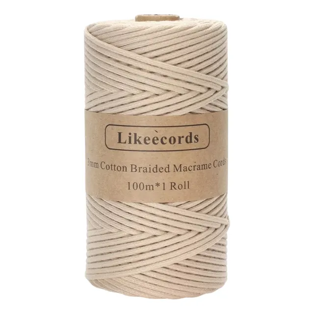 Macramé Cordón 3 Mm Crudo Blanco Negro Rollo X 100 M Juki