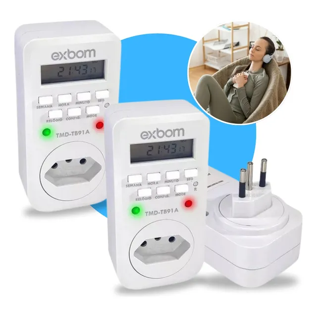 Kit 2 Temporizador Digital Bivolt Programável Recarregável
