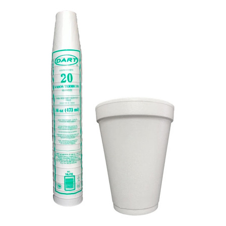 Vaso Unicel Térmico 16 Oz 20 Piezas Vaso Unicel Térmico 16 Oz 20 Piezas