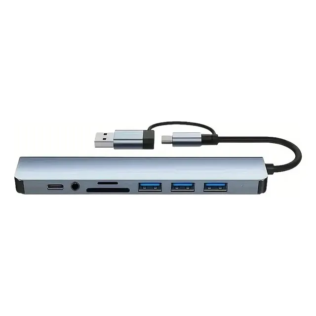 Hub Multipuertos 8 En 2 Tipo Usb/c Conector Audio Sd/tf