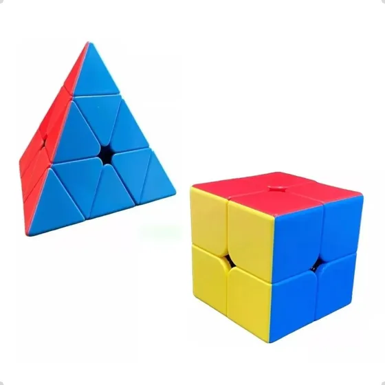 Kit Cubo Magico 2x2 + Cubo Mágico Piraminx 3x3 Profissional 